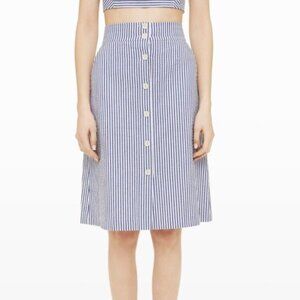CLUB MONACO VALENCIA WHITE BLUE NAUTICAL STRIPED SEERSUCKER HIGH WAIST SKIRT - 0